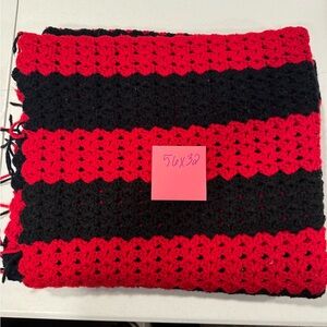 Luxurious Red and Black Striped Throw Blanket